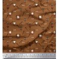 thumbnail image 1 of Soimoi Brown Heavy Satin Fabric Pumpkin,Snake & Devil Cartoon Printed Fabric 1 Yard 54 Inch Wide, 1 of 3