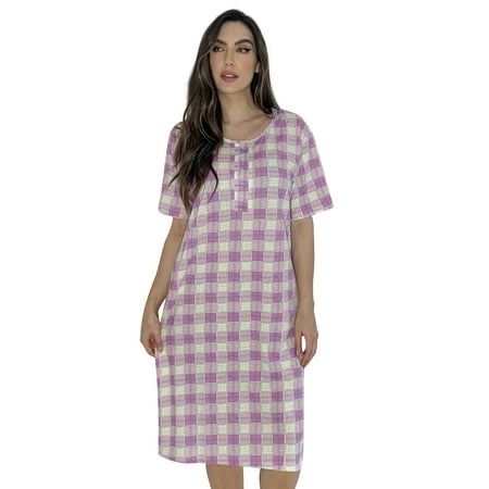 

Just Love Short Sleeve Nightgown Sleep Dress for Women Sleepwear (Pink - Perfect Plaid Medium)