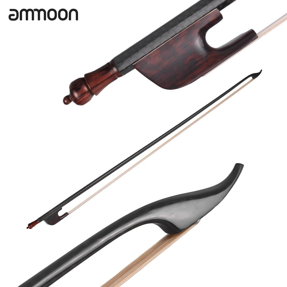 ammoon 1/2 Violin Fiddle Bow Carbon Fiber Round Stick Exquisite Horsehair Ebony Frog 