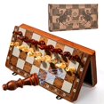 thumbnail image 1 of Juego de ajedrez Tobaisaa magnético de madera plegable 2 en 1, 1 of 7