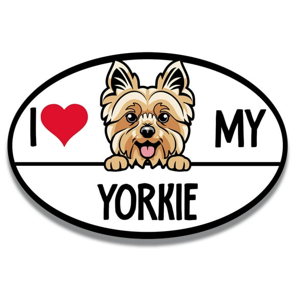 Magnet Me Up I Love My Yorkie Dog Breed Car Magnet Decal, 4x6 Inches Oval