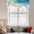 thumbnail image 3 of Abstract Beach Tie Up Valances Curtain, Adjustable Kitchen Light Blue Beige Ombre Ocean Wave Coastal Sand Valances for Windows Decor, Rod Pocket Short Curtains Set for Bedroom/Bathroom, 54"x18", 3 of 9
