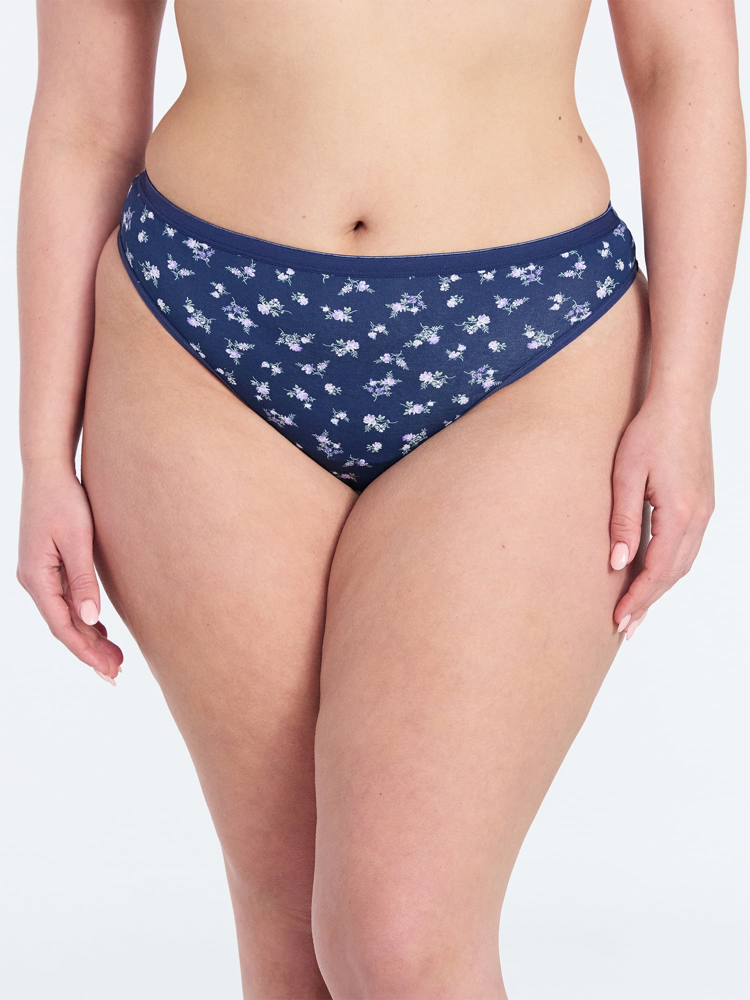 Joyspun Women's Cotton-Blend Thong Panties, 6-Pack, Sizes S-XXXL