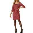 thumbnail image 2 of Allegra K Women's Bodycon Pencil Dress 3/4 Sleeve Peplum Belt Plaid Sheath Dresses, 2 of 5