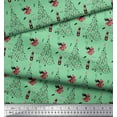 thumbnail image 2 of Soimoi Green Moss Georgette Fabric Champagne,Glass & Tree Christmas Print Sewing Fabric Yard 42 Inch Wide, 2 of 3