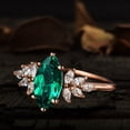 thumbnail image 3 of Emerald Engagement Ring Unique Gold Moissanite Ring Woman Antique Diamond Wedding Ring Bridal Anniversary&nbsp;Gift, 3 of 4