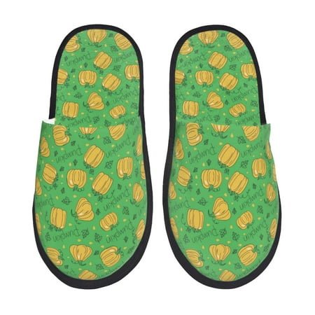 Balery Pumpkin Leaves Slient Indoor Furry Fleece Comfort House Shoes Soft Non-Slip Home Shoes Cotton slippers House Slippers-- Medium