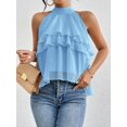 thumbnail image 5 of Women's Layered Ruffle Hem Sleeveless Halter Chiffon Blouse Flowy Tank Tops S, 5 of 10