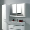 thumbnail image 3 of Topbuy Mirrored Double Door Bathroom Storage Cabinet Wall Mounted Type Organizer Shelf White, 3 of 8