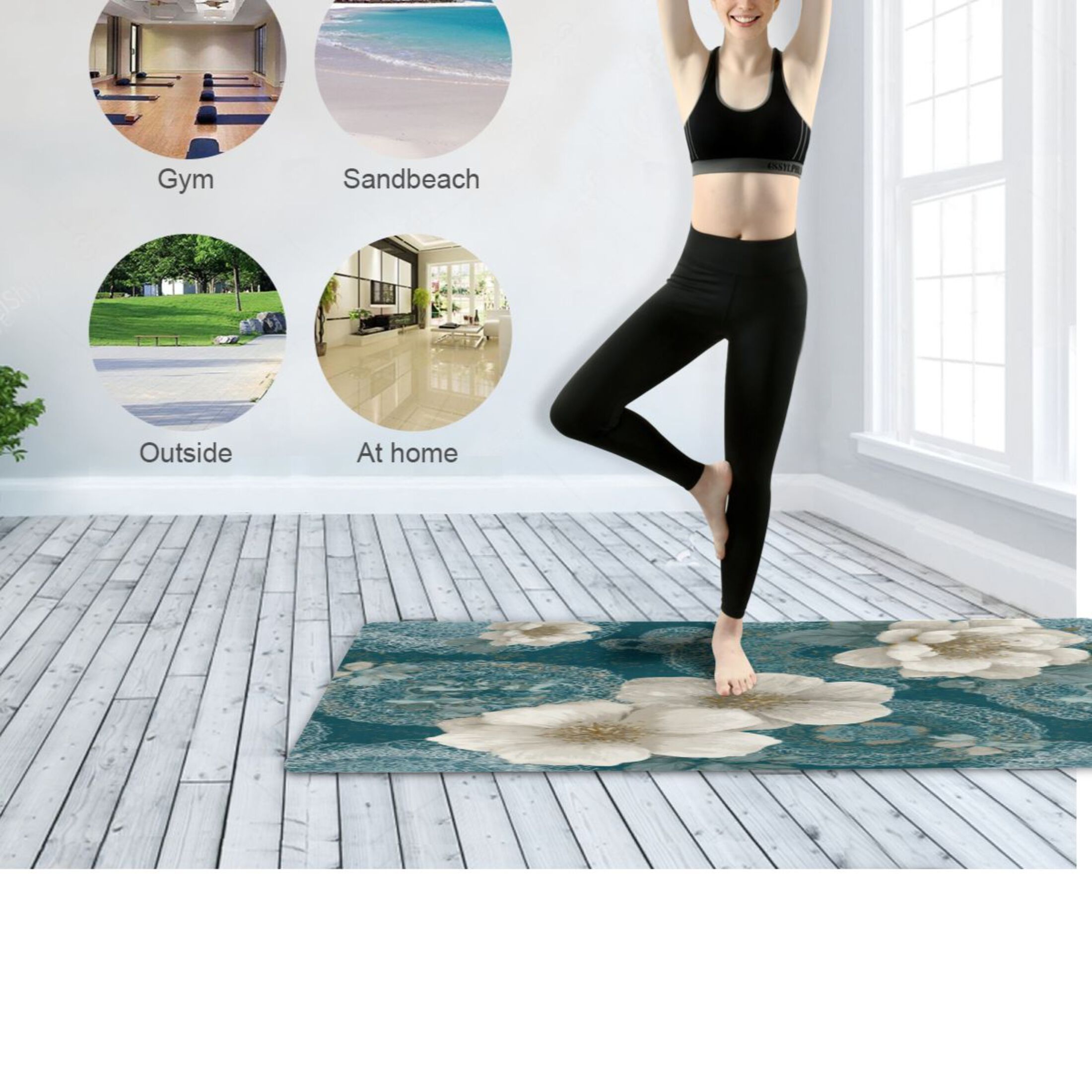 BZSMCE Yoga Mat Women Fitness Mat Soft Petal Serenity Pattern