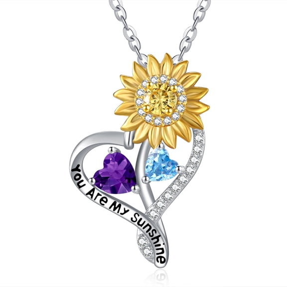 Sunflower Gifts for Women Birthstone necklace S925 sterling silver