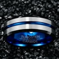 thumbnail image 4 of 8mm Tungsten Ring for Men Women Blue Center Groove Wedding Bands Size 6 to 14, 4 of 6