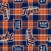 MLB Detroit Tigers 58" 100% Polyester Fleece Sports Logo Fabric By the Yard, Blue and Orange