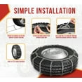 thumbnail image 4 of 2 Pair CAM Square Link Snow Tire Chain Compatible w/ 24.5" Rim Diameter & 11" Wide Car Pickup Low-duty Trucks SUV Tires, Emergency Tire Traction Grip Chains, 4 of 9