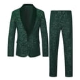thumbnail image 4 of IWRICH Men's Sequin Suits Slim Fit One Button Tuxedo Suit Jacket Dress Pants Sparkle Blazer 2 Piece Sets for Party Wedding Prom Green L, 4 of 8