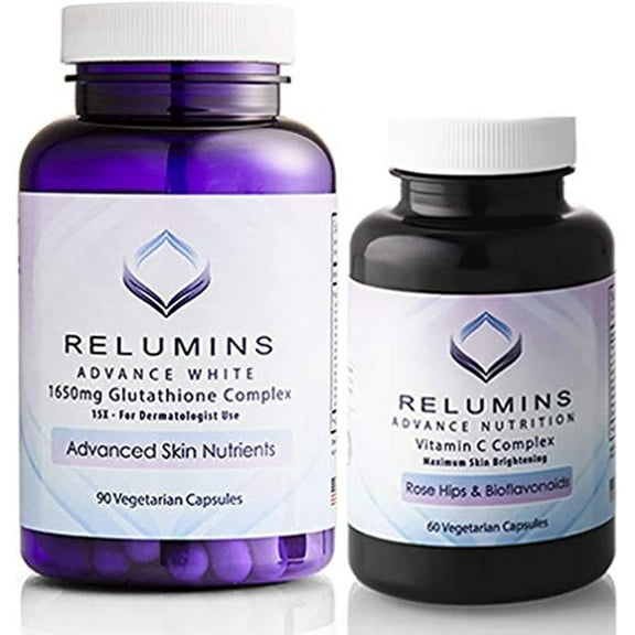 Relumins Advanced White Dermatologic Set - 1650mg Skin Care Complex with Vitamin C, Rose Hips & Bioflavonoids
