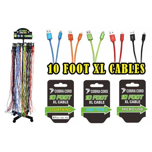 DDI 2325019 10 ft. Cell Phone Cords, Assorted Color - Case of 72 - 72 Per Pack