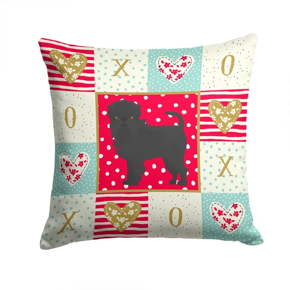 Affenpinscher 2 Love Fabric Decorative Pillow Red