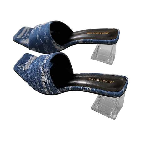 OJSFQUFP Sandals Women Dressy Summer Women s Beach Sandals Hollow Casual Slippers Flat Shoes Retro Sandals Fashion Slide Sandals Womens 2024 Woman Slippers Blue 40
