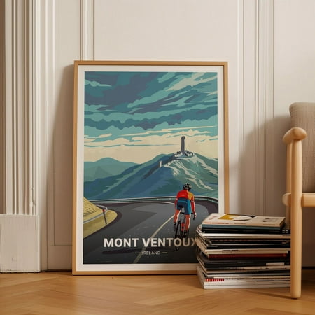 Provence Scenic Mont Ventoux Cycling Poster, French Alps Road Bike Adventure, Tour De France Inspired Retro Travel Wall Art Wall Art, Modern Wall Decor, 12x18 UNFRAMED