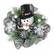 Holiday Time 20 inch Black/White Snowman Mesh Christmas Wreath