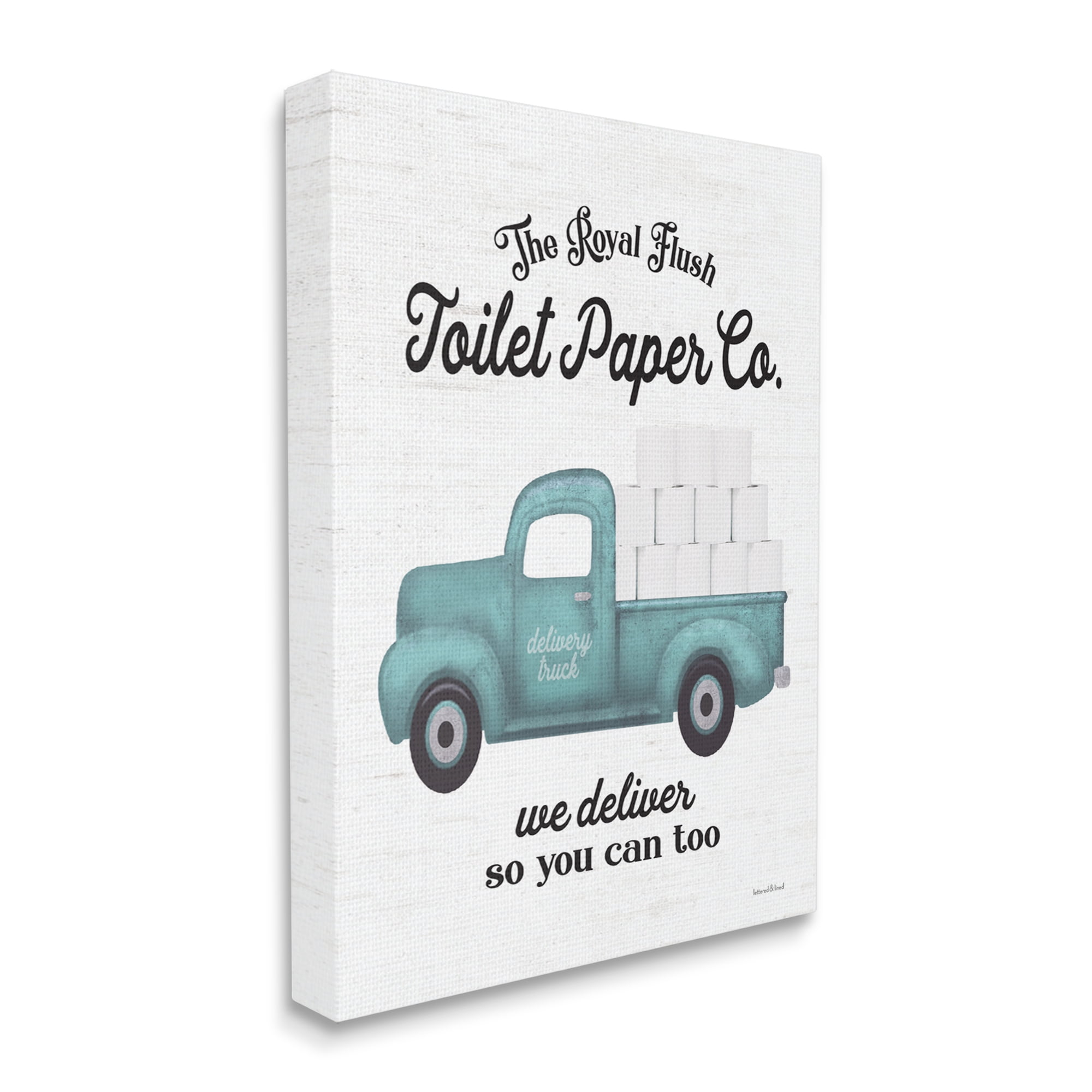 Royal Flush Toilet Paper Co. Blue Farmhouse Truck 16 in x 20 in Drawing Canvas Art Print, by Stupell Home Décor