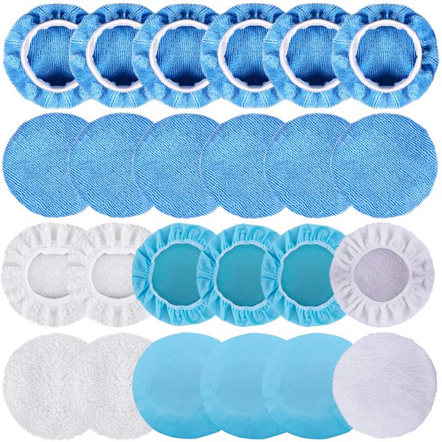 Almohadillas pulidoras de coche SIQUK, 24 paquetes de 5 a 6 pulgadas con microfibra