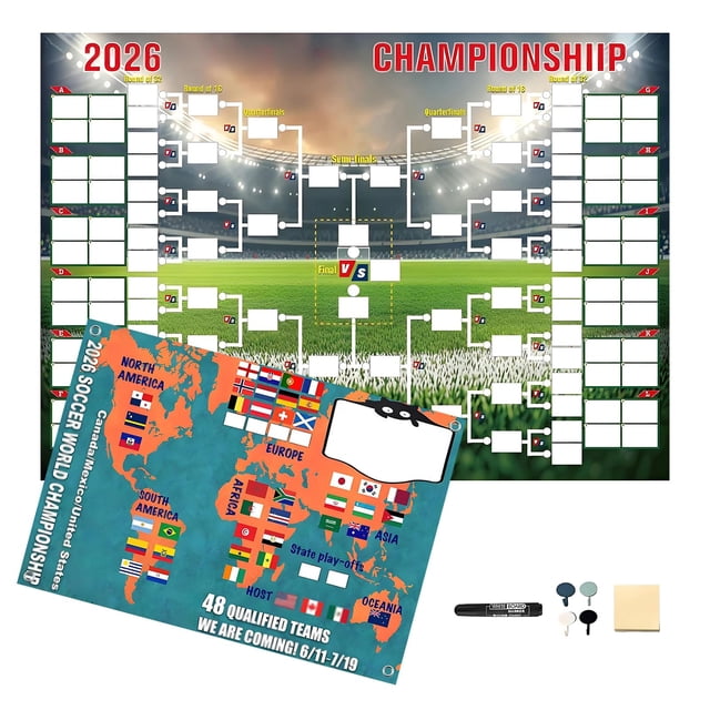 Póster del calendario de la Copa Mundial de Fútbol 2026 77 x 54 cm PVC
