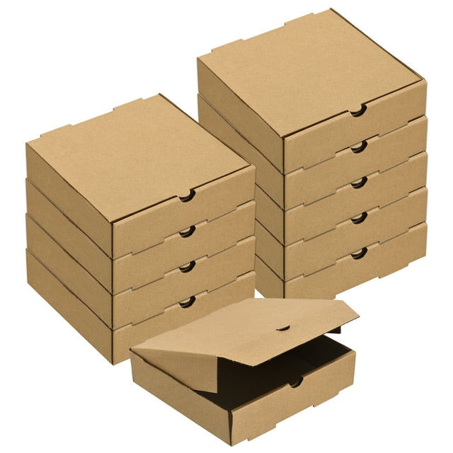 Unique Bargains Pizza Box, 10pack 7x7 Inches - Cowhide Paper Square Mini Pizza Boxes, for Cake Cookies Pizza Party (Brown)