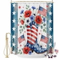 thumbnail image 2 of Independence Day Shower Curtain, 72" x 72", American Flag Boots Flowers Blue Wood Grain Waterproof Bathroom Curtain Washable Shower Curtain Set with 12 Hooks, 2 of 9