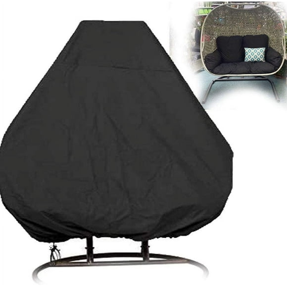 Nvzi Funda para silla colgante para columpio doble de 91 x 80 pulgadas, funda para soporte de patio, funda de mimbre para columpio de huevo, funda para silla tipo capullo