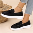 thumbnail image 4 of IEMIEMIEM Women's Suede Penny Loafer Shoe Comfort Tassel Embellished Trendy Loafers 2026 Fall Fashion Slip-on Shoes Soft Sole Flat Black 9 Wide, 4 of 7
