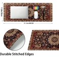 thumbnail image 2 of Vintage Rug Gaming Mouse Pad - XL Dark Brown Retro Carpet Aesthetic, Extended Large Mat, Non-Slip Rubber Base, Stitched Edge, Flower Keyboard Pad Playmat for Computer, 31.5x11.8 Inch, 2 of 6