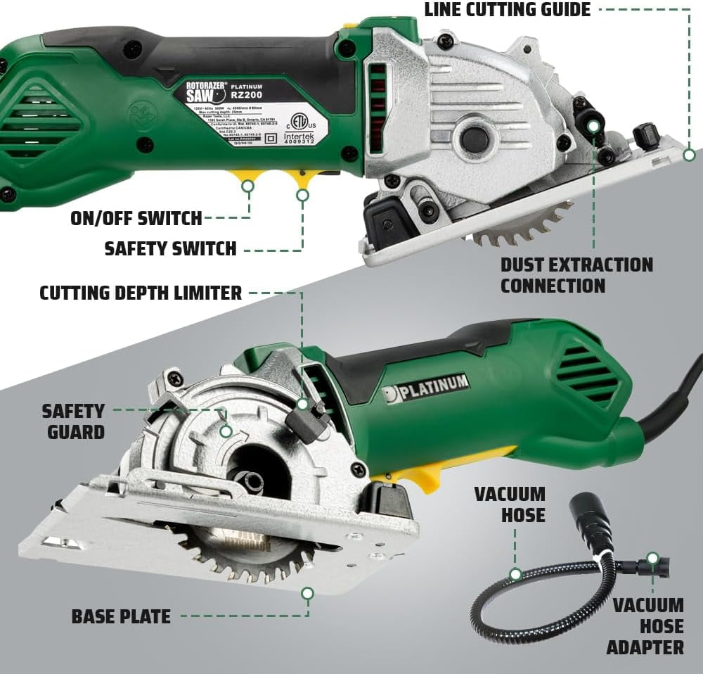Rotorazer Platinum Compact Circular Saw Set Extra Powerful Cuts Drywall Tile Metal PVC Plastic Copper Walmart