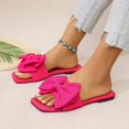 thumbnail image 5 of Agkizg Womens Indoor Outdoor Slides, Beach Walking Sandals, Squares Toe Flat Slide Sandals Bow Decorative Casual Indoor Outdoor Summer Daily Slippers, 5 of 7