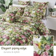 thumbnail image 6 of HANRU Floral Duvet Cover Set 100% Cotton Green Striped and Beige Bedding White Flower Branches Print 600 TC Soft Reversible Zipper Bed Cover & 2 Pillowcases，King/California King, 6 of 16