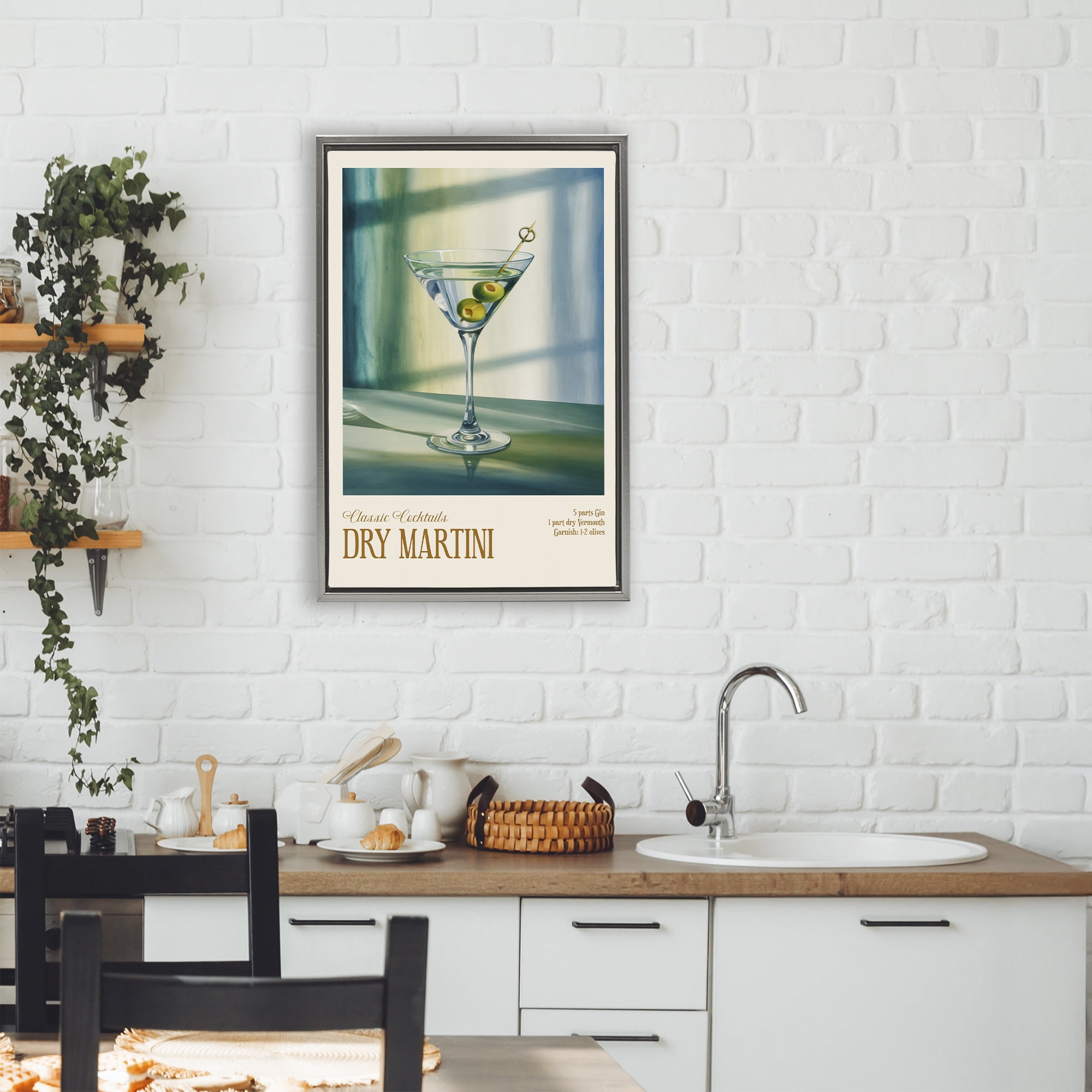 Stupell Industries Dry Martini on Surface Gray Framed Floater Canvas Wall Art, design by Andreas Magnusson
