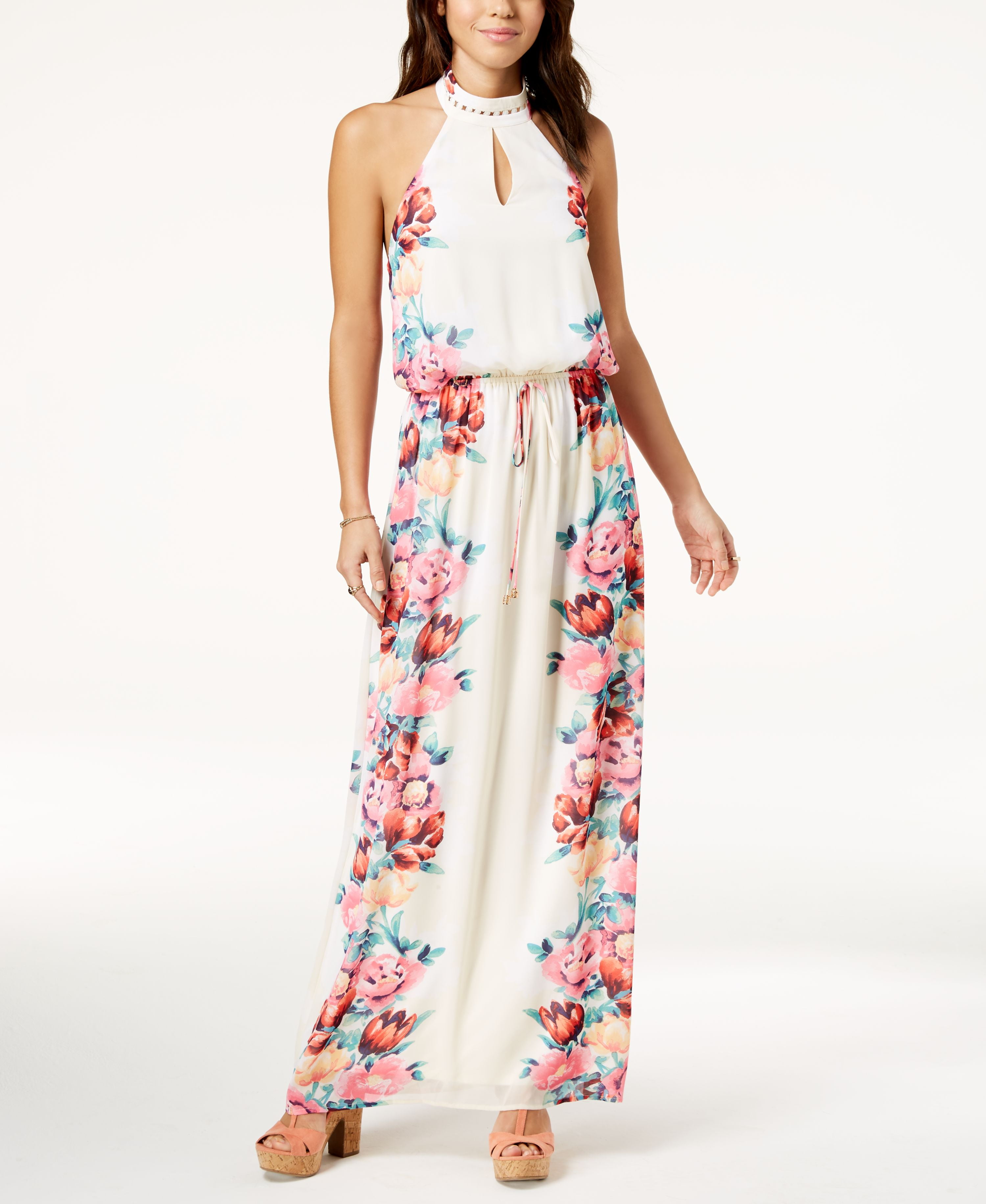 city studios juniors' keyhole fit & flare dress Love' Midi Filipiniana Dress, Floral Jacquard (Rose Red) – Mestiza Filipina main image 1