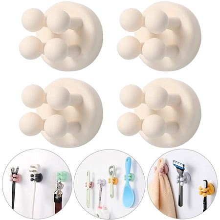 Fymlhomi Razor Holder for Shower Hooks – 6Pcs Self Adhesive Wall Mounted Single Hook for Hanging Toothbrush, Functional Waterproof Utility Plug Holder for Bathroom Kitchen Living Room Office, Black