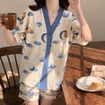 thumbnail image 2 of Pijamas de mujer de verano con dibujos animados de oso de luna dulce, pantalones cortos de manga corta, ropa para el hogar, 2 of 5