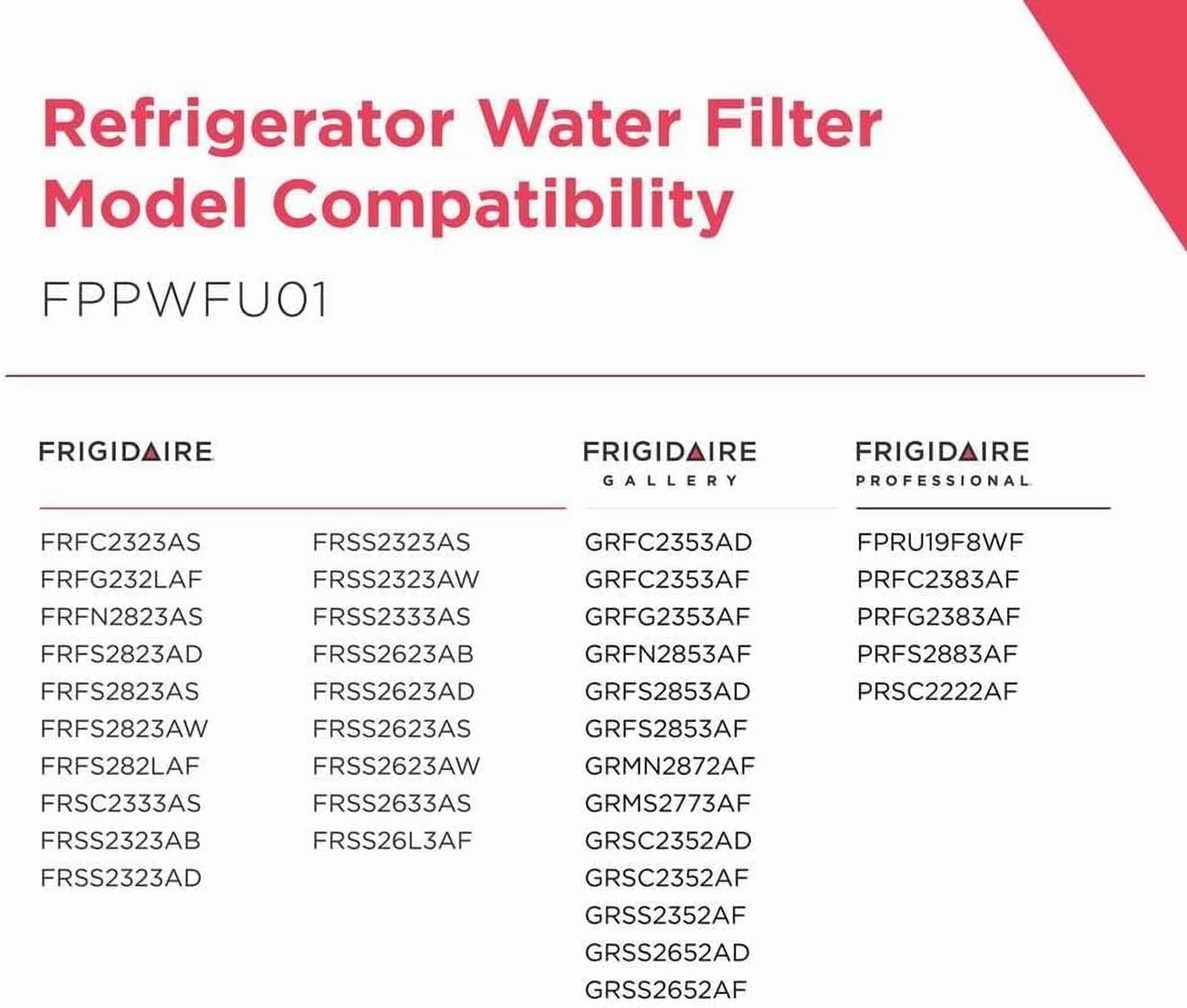 4 Pack For Frigidaire FPPWFU01 PurePour PWF-1 Refrigerator Water and Ice Filter Replacement, Original OEM Cartridge