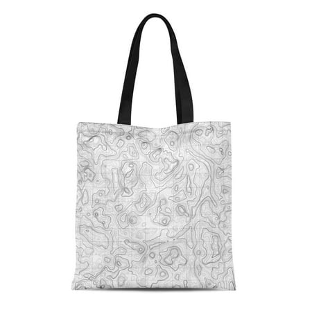 LADDKE Canvas Bag Resuable Tote Grocery Shopping Bags 3D Topographic Map Topo Contour Rendering Abstract Geography Wavy Cartography Tote