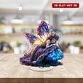 thumbnail image 4 of Rotating acrylic ornament featuring a cosmic fairy on a glowing blue mushroom with galaxy-patterned wings and vibrant colors for stunning decor, 4 of 8