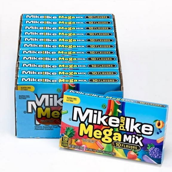 Mike and Ike Candy, Mega Mix, 4.25oz Theater Box, Pack of 12