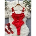 thumbnail image 1 of Women's Hollow Combination Bodysuit Slim Fit Erotic Mesh Lace Jumpsuit Bodysuit Sexy Fashion Pajamas, 1 of 4