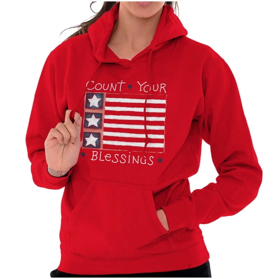 Count Your Blessings Cute Americana Hoodie Sweatshirt Women Brisco Brands X