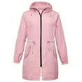 thumbnail image 4 of Fshiont Rain Jacket Women Striped Lined Hooded Lightweight Raincoat Outdoor Waterproof Windbreaker Pink 3XL, 4 of 4