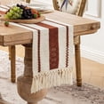 thumbnail image 4 of Table Runner Boho 70 Inches, Farmhouse Table Decor with Long Tassels, Rustic Cotton Linen Runner for Dining Room, Fall and Wedding, 11x70 Inches, 4 of 7
