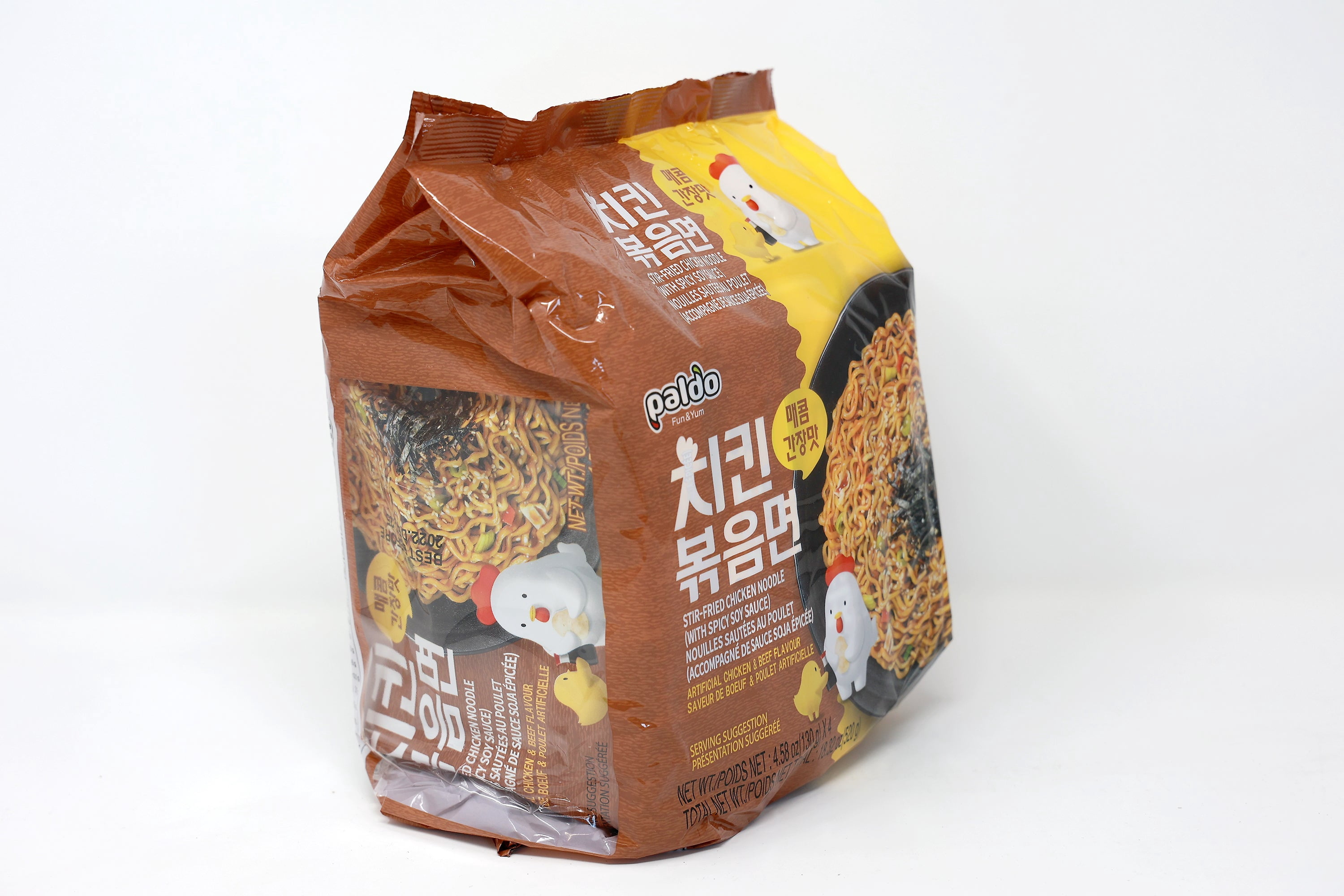 Paldo Fun & Yum Stir-Fried Chicken Noodles with Spicy Soy Sauce Soupless K-Food, Soya Bean