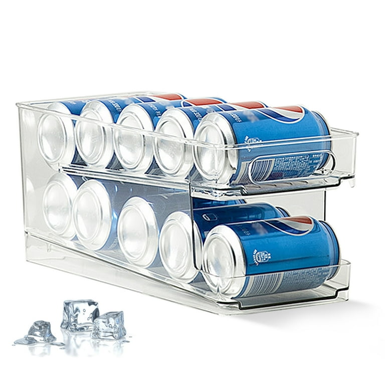2-Layer Automatic Rolling Beverage Soda Can Storage Organizer Stackable Can  Drink Holder for Freezer Countertops Cabinets Pantry